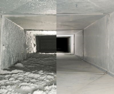 Air Duct Cleaning and Sanitizing - Rotobrush System. Before And After Duct Cleaning.