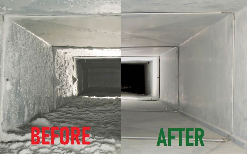 Complete Air Duct Cleaning and Sanitizing - Nikro System. Before And After Duct Cleaning.