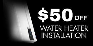 coupon $50 off new water heater installation